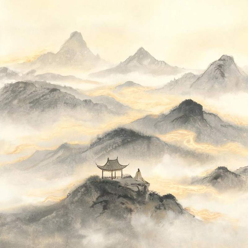 Ancient ink wash landscape